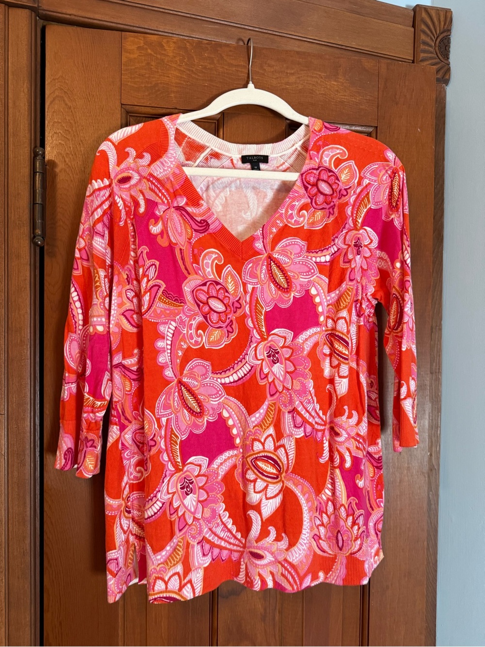 Talbots Pink and Orange Floral Long Sleeve Tunic